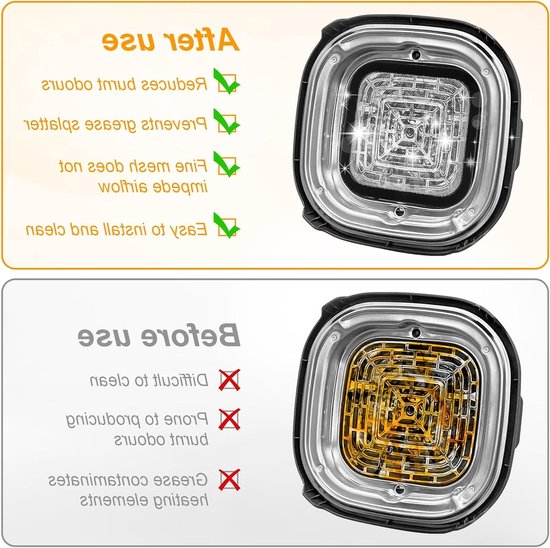 RVS Spatdeksel voor Airfryer, Fijnmazig Vet Spatdeksel, Herbruikbare Accessoires voor Gezond Koken, Voorkom Vetspatten en Houd je Keuken Schoon van RVS — afbeelding 5