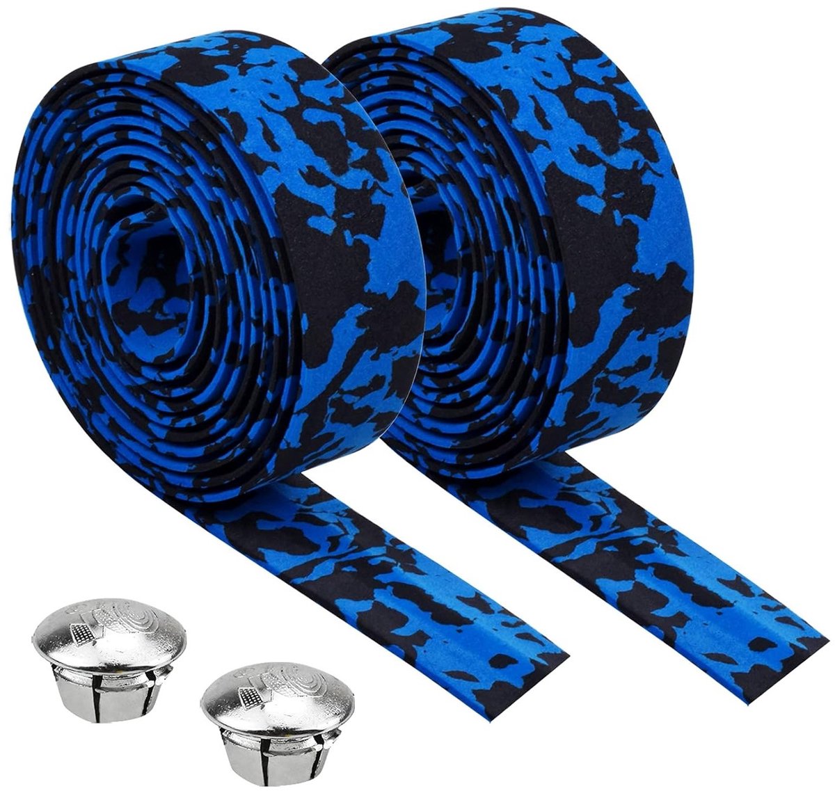 Non-slip en Schokabsorberende Fietshandgreep, Ademend en Zacht, Zelfklevende Gripband voor Race- en Mountainbikes (Blauw-Zwart)