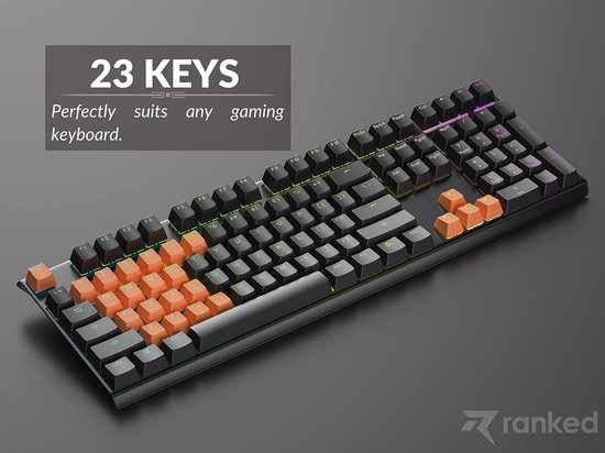 Translucent Rubber Keycaps - Grip Keycaps Set - Gaming Performance Verbeteren - Non-slip Diamond Texture - 23 Keys - Orange — afbeelding 2
