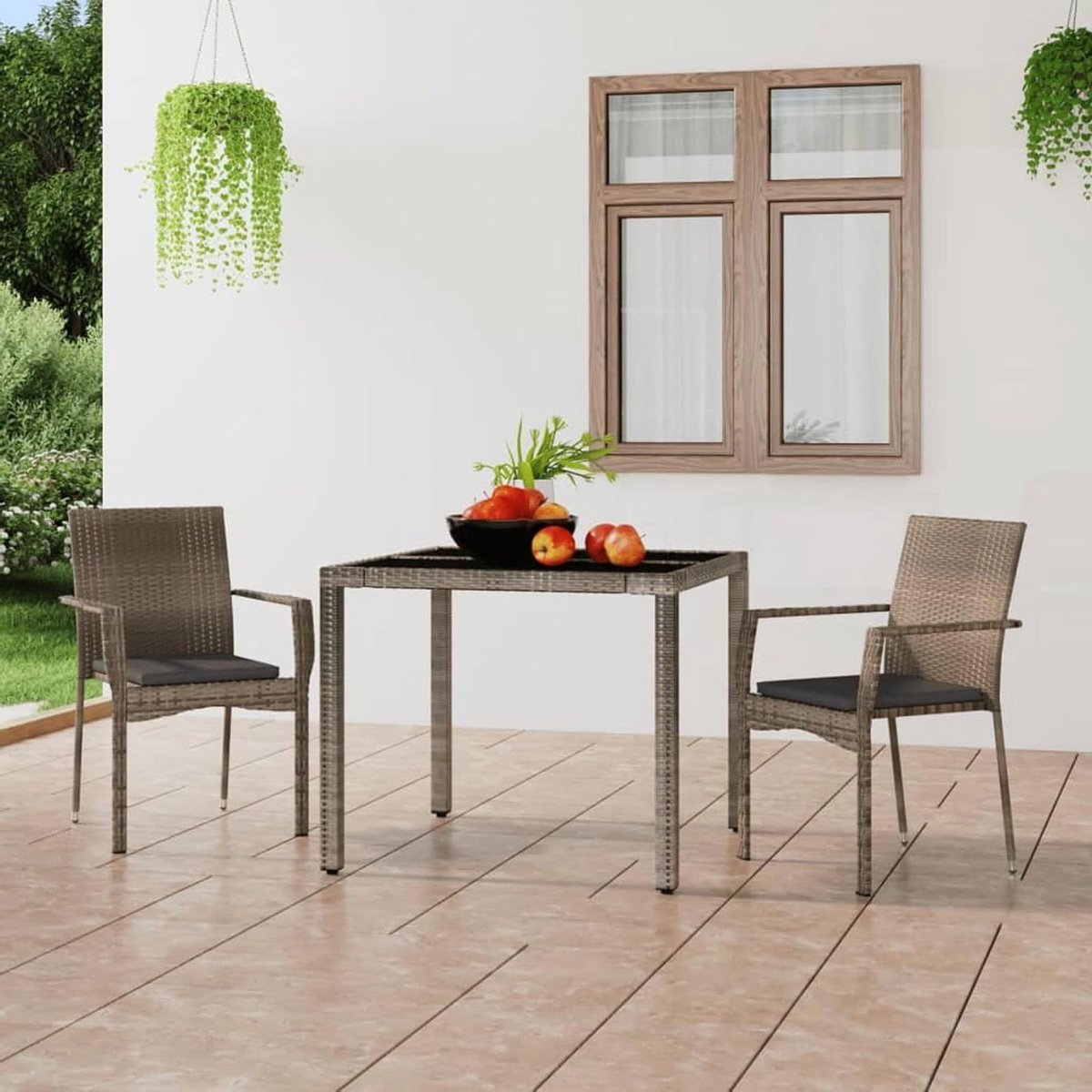 Tuinstoelen - Buitenstoelen Stoelen - Ontspannen in de tuin - Weerbestendig polyrotan - 94 x 57.5 cm - Grijs