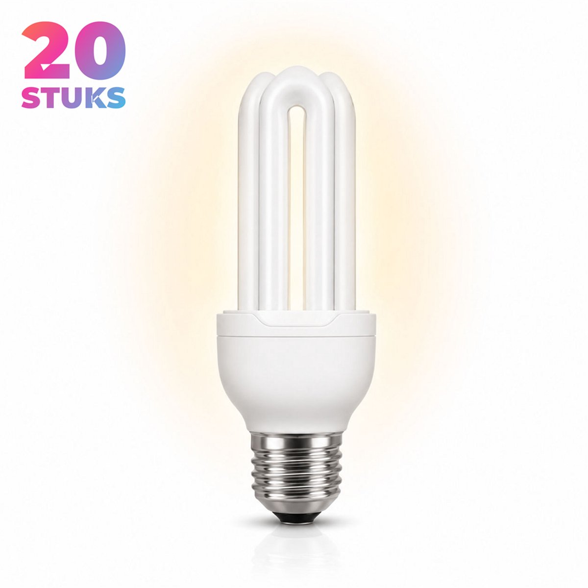20x Stick Spaarlamp E27 - 18W - Daglicht (6400K) - 900 lm - 10 jaar - Niet Dimbaar