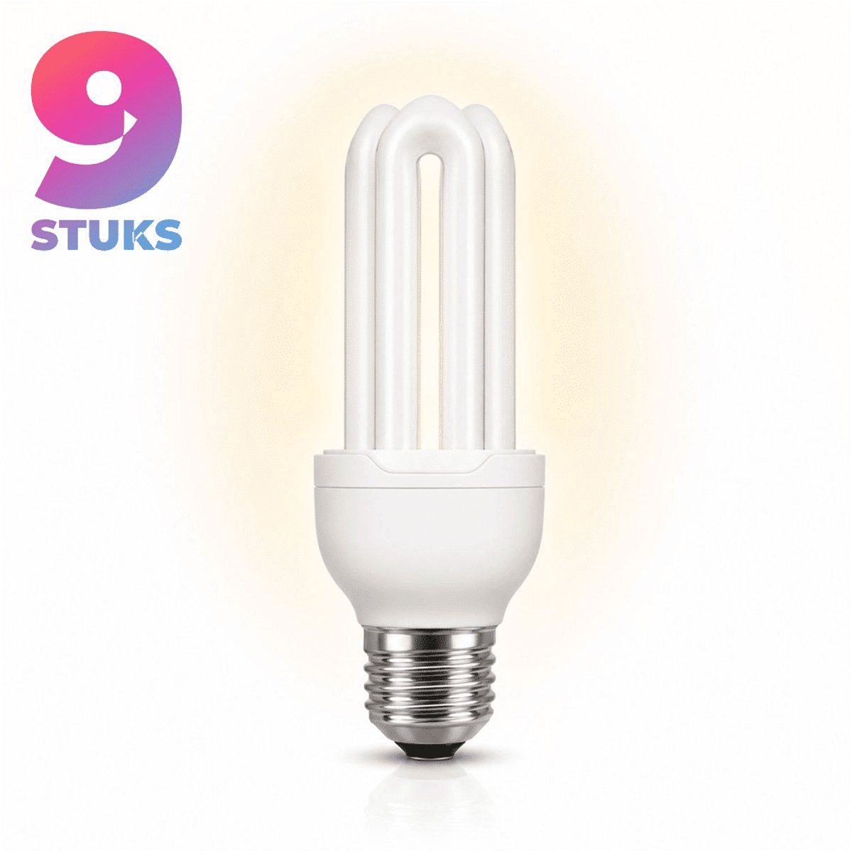 9x Stick Spaarlamp E27 - 22W - Daglicht (6400K) - 1100 lm - 10 jaar - Niet Dimbaar