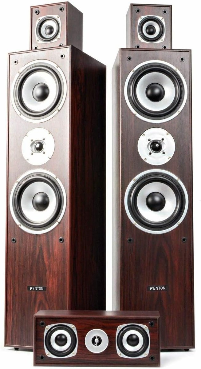 5.0 Speaker Set - Home Cinema Systeem - Film Kijken - 335 Watt RMS Vermogen - 6.5 Inch Woofer - Bruin — afbeelding 5