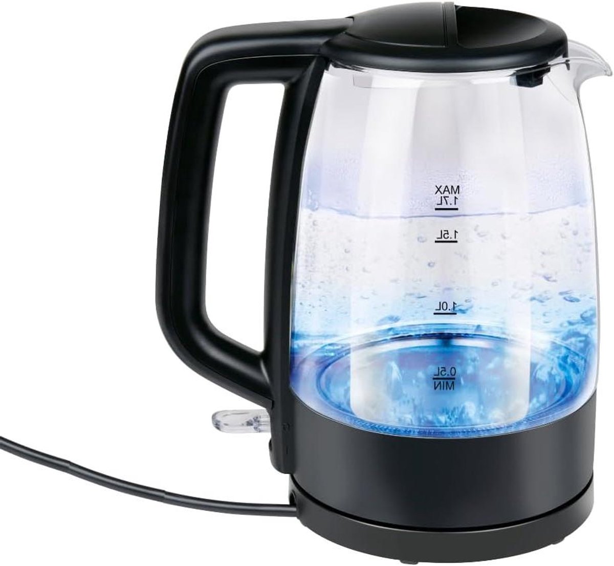 Waterkoker Glas - Elektrische Waterkoker - Snel Water Koken - Transparante Glazen Behuizing - 1.7 Liter - Zwart