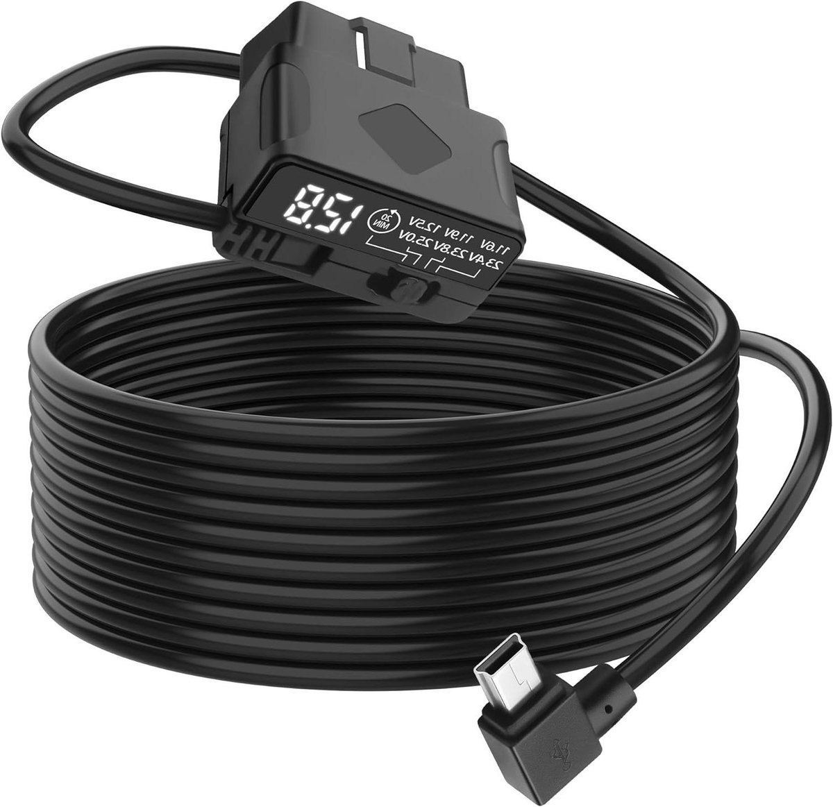 OBD Netsnoer Dashcam - Parkeermonitor Kabel - Voertuigbeveiliging - 3-Niveau Spanningsbeveiliging - 35 m - Zwart