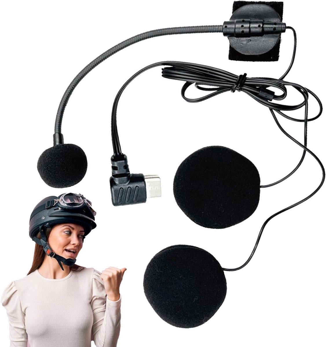 Motorfiets Helm Microfoon - Motorhelm Headset Communicatiesysteem - Motorrijden Communicatie - Intelligente Ruisreductie - Type-C Aansluiting - Zwart