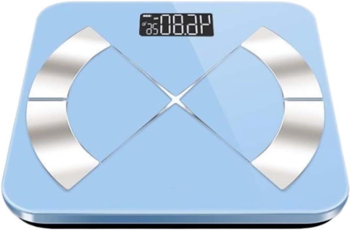 Digitale Personenweegschaal - Lichaamsvetweegschaal Gezondheid - Gezondheid Monitoren - Precisie Sensoren - 26x26cm - Blauw
