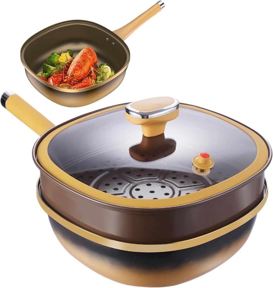 Koekenpan - Antiaanbakpan Diepe pan - Thuis koken - Titaniumlegering - 30 cm - Zwart