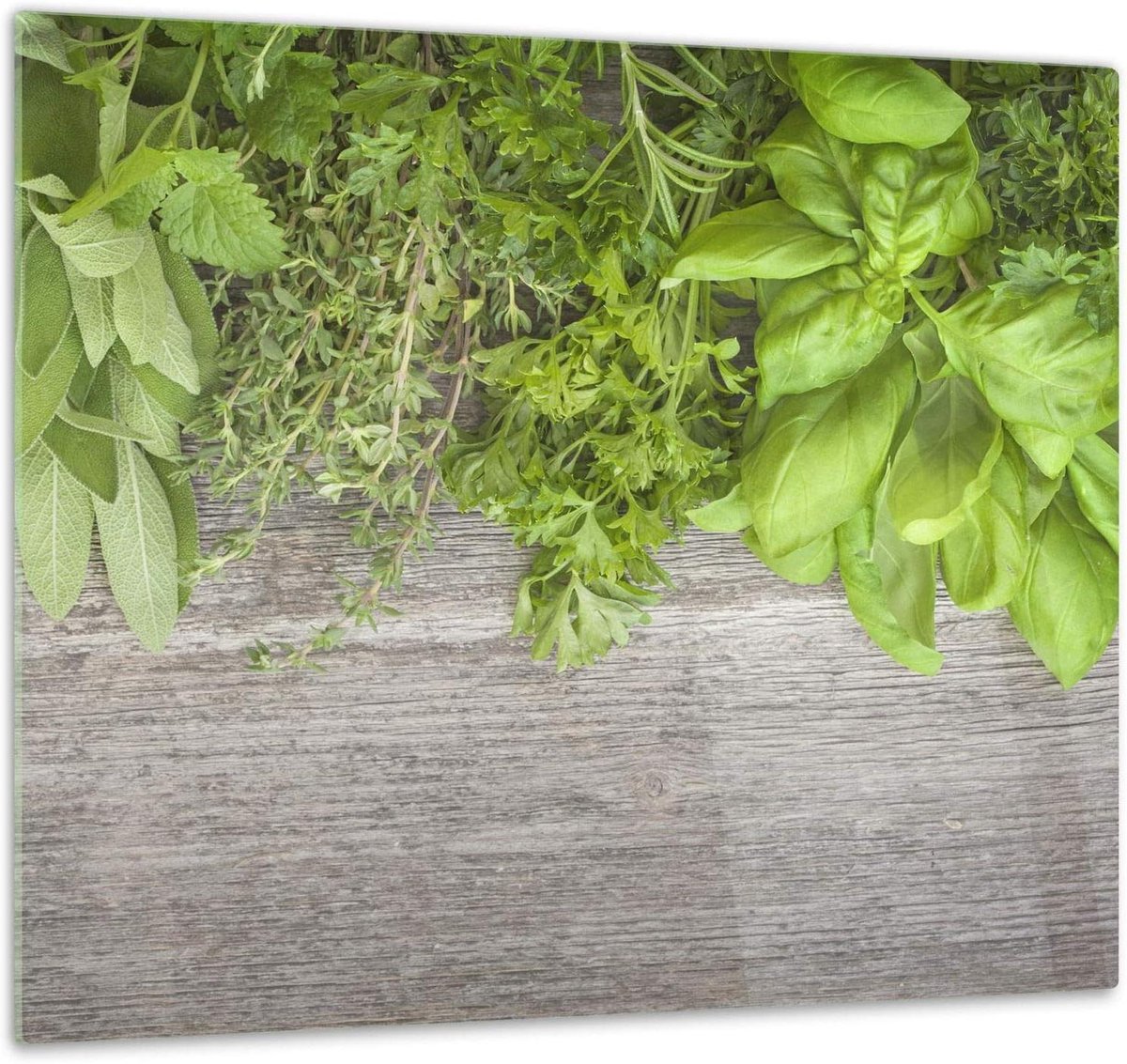 Glazen Keukenbord - Snijplank Inductie Cover - Keuken Beschermen - Slag- en Krasbestendig - 60x52cm - Herbs 3