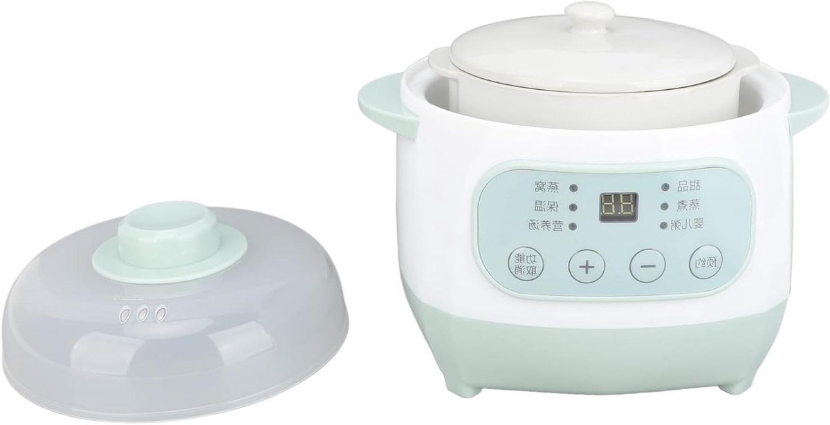 Elektrische Slowcooker Stoofpot Soepmaker Gezond Koken Waterbadverwarming 1 Liter Groen