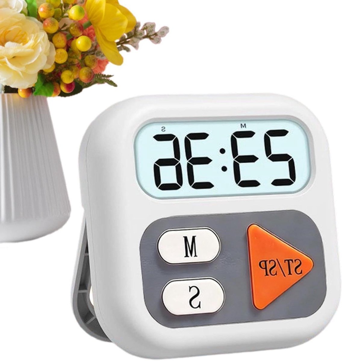 Digitale Kookwekker - Magnetische Timer - Bakken en Koken - Helder LCD-scherm - 7x7x2 cm - Wit