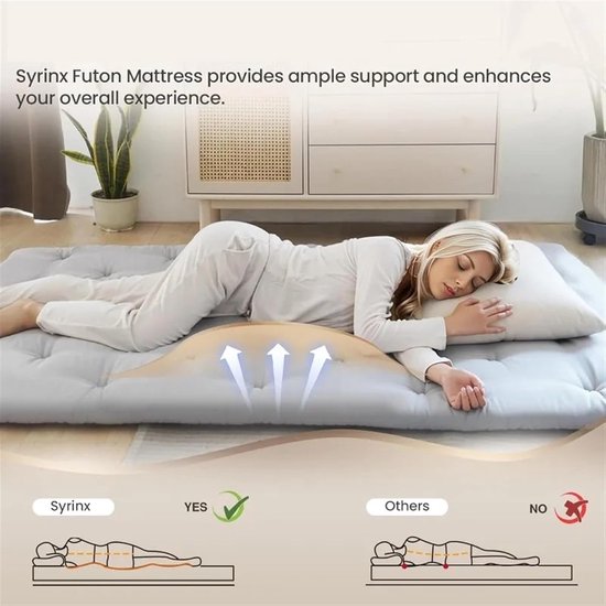Futon Matras - Tatami Matras - Slapen - Opvouwbaar - Dubbel - Grijs — afbeelding 2