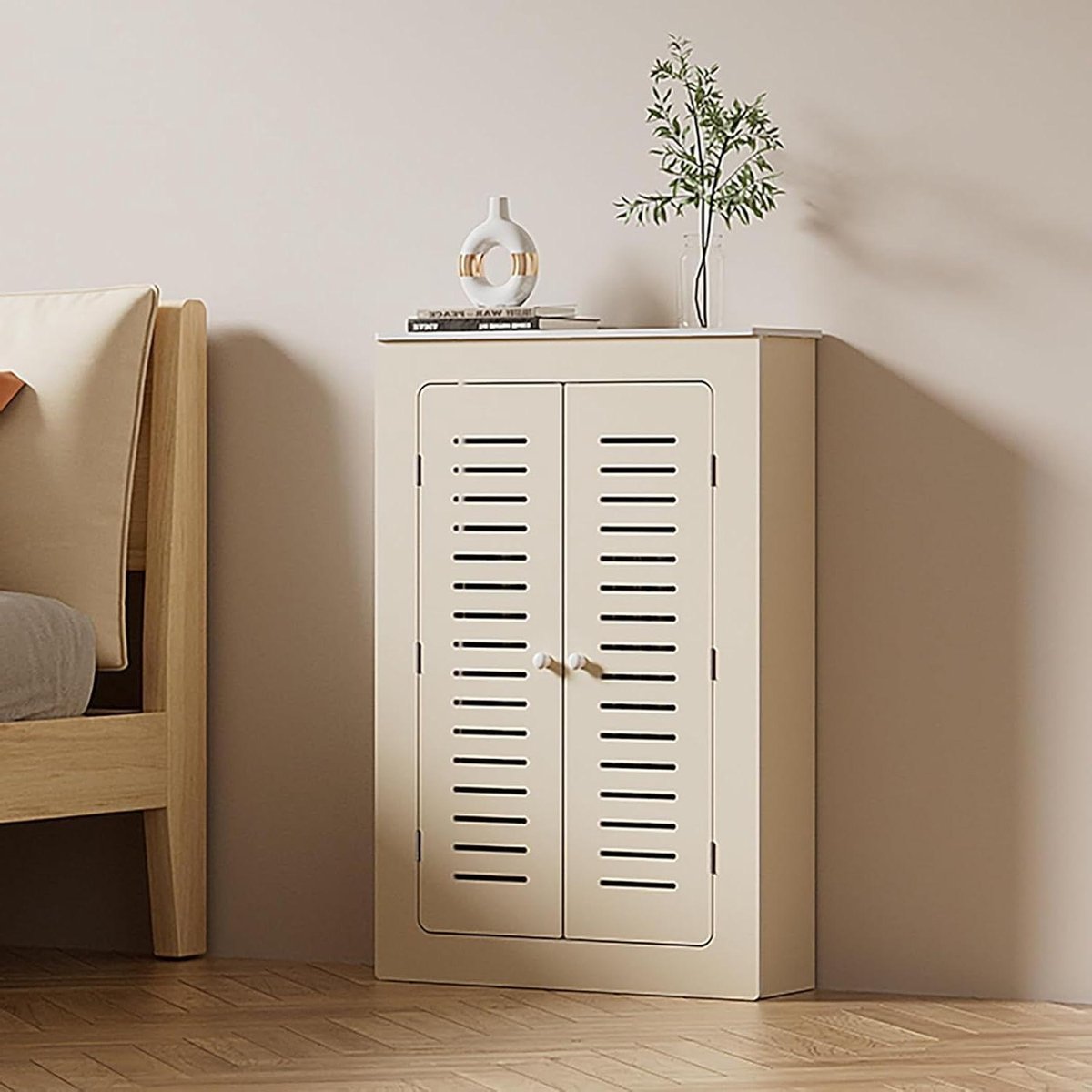 Radiator Omkasting - Verwarmingskast Decoratie - Ruimte Organiseren - Met Opbergplank - 70x80x15cm - Wit