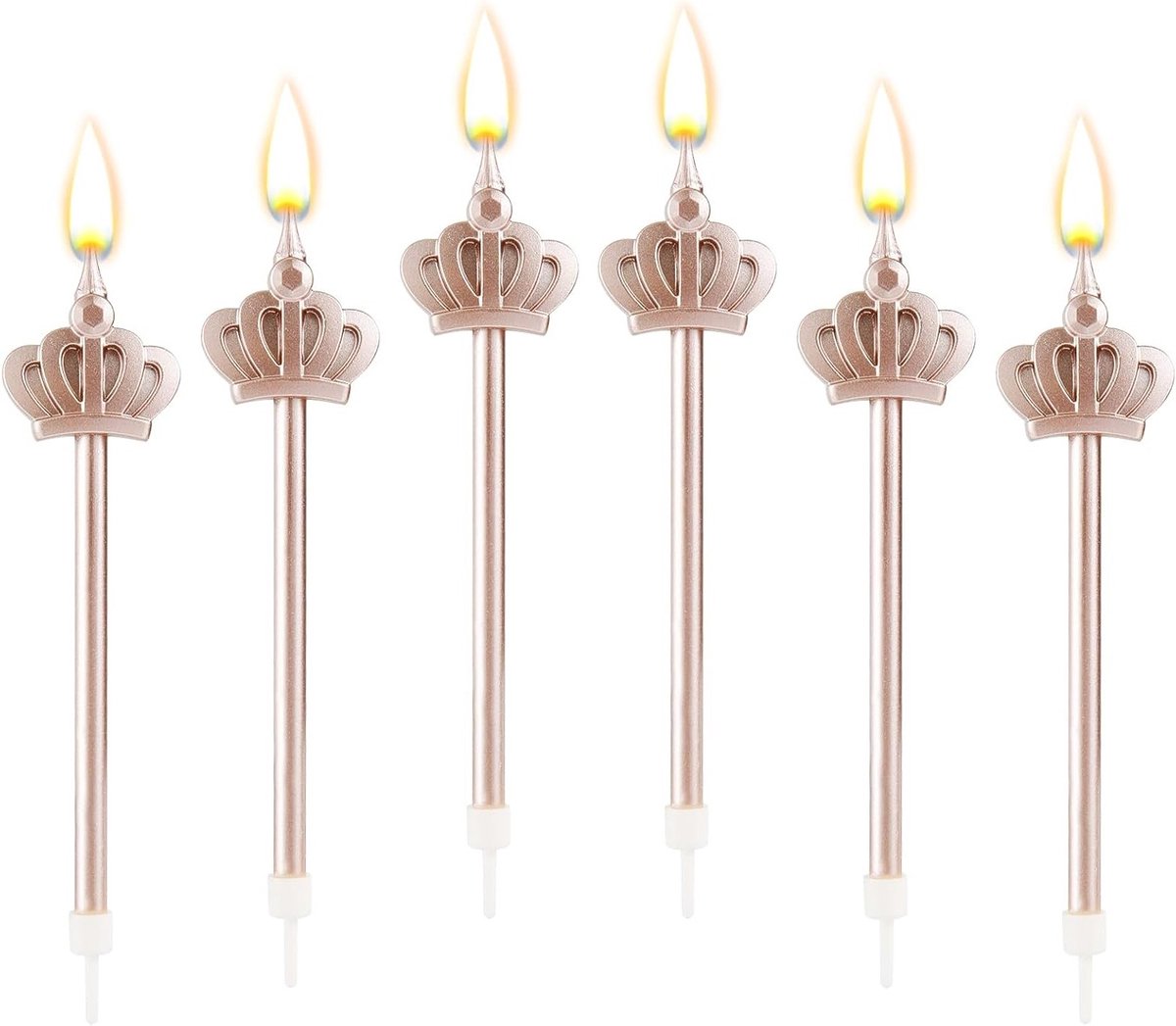 Dailygoods - Set van 6 Kroonvormige Verjaardagskaarsen in Rosé Goud