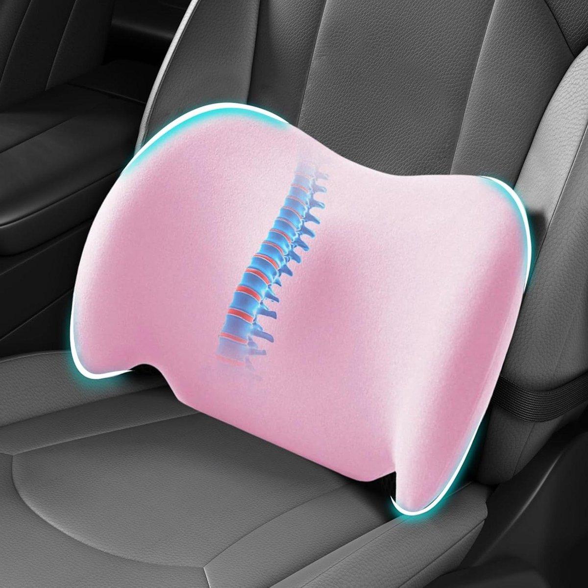Lendensteunkussen Auto - Rugkussen - Comfortabel Zitten - Traagschuim Ondersteuning - Normaal - Roze