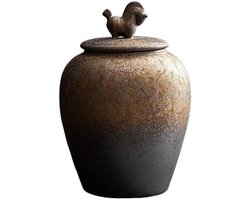 Sugar Bowl Chinese Pottery Tea Canister, Large and Small Ceramic Sealed Canister, Tea Packing Box, Single Tea Can(B)