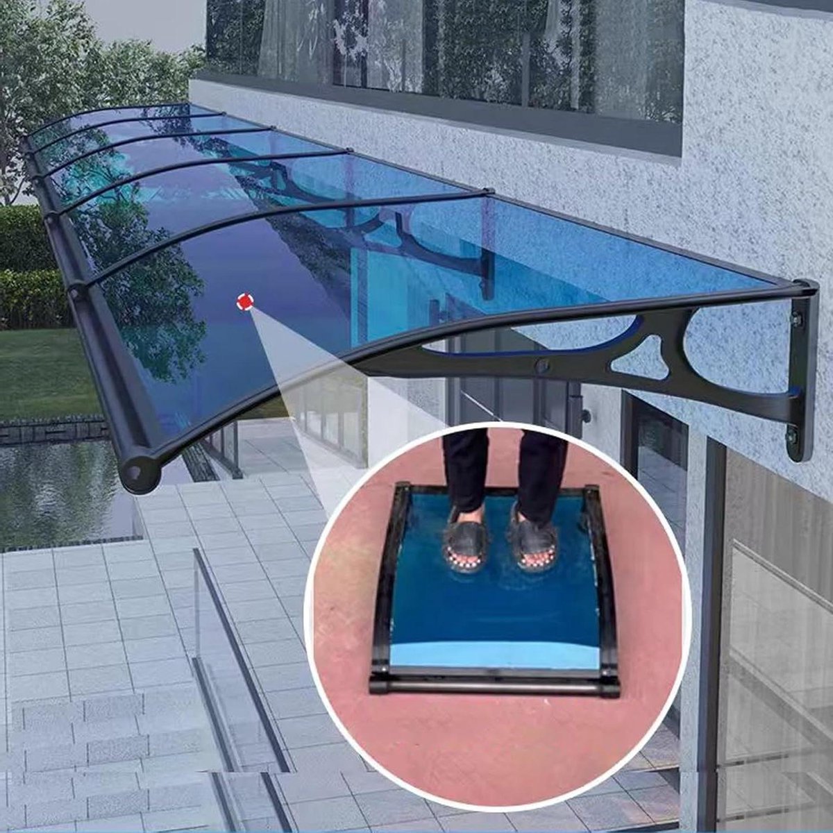Deur Luifel - Voordeur Afdak - Bescherming Buiten - Sterk Polycarbonaat - 150x100 cm - Blauw