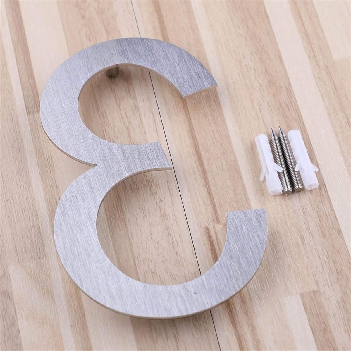 Huisnummer - Nummerplaat - Huis Markeren - Geborsteld Nikkel - 5 Inch - Zilver