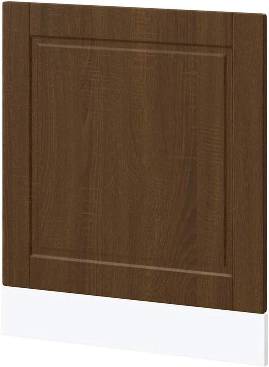 Vaatwasserpaneel in bruin eikenlook, 60 x 1,5 x 67 cm, van houtmateriaal met glad oppervlak, beschermt de vaatwasser, onderhoudsvriendelijk en tijdloos design voor de keuken.