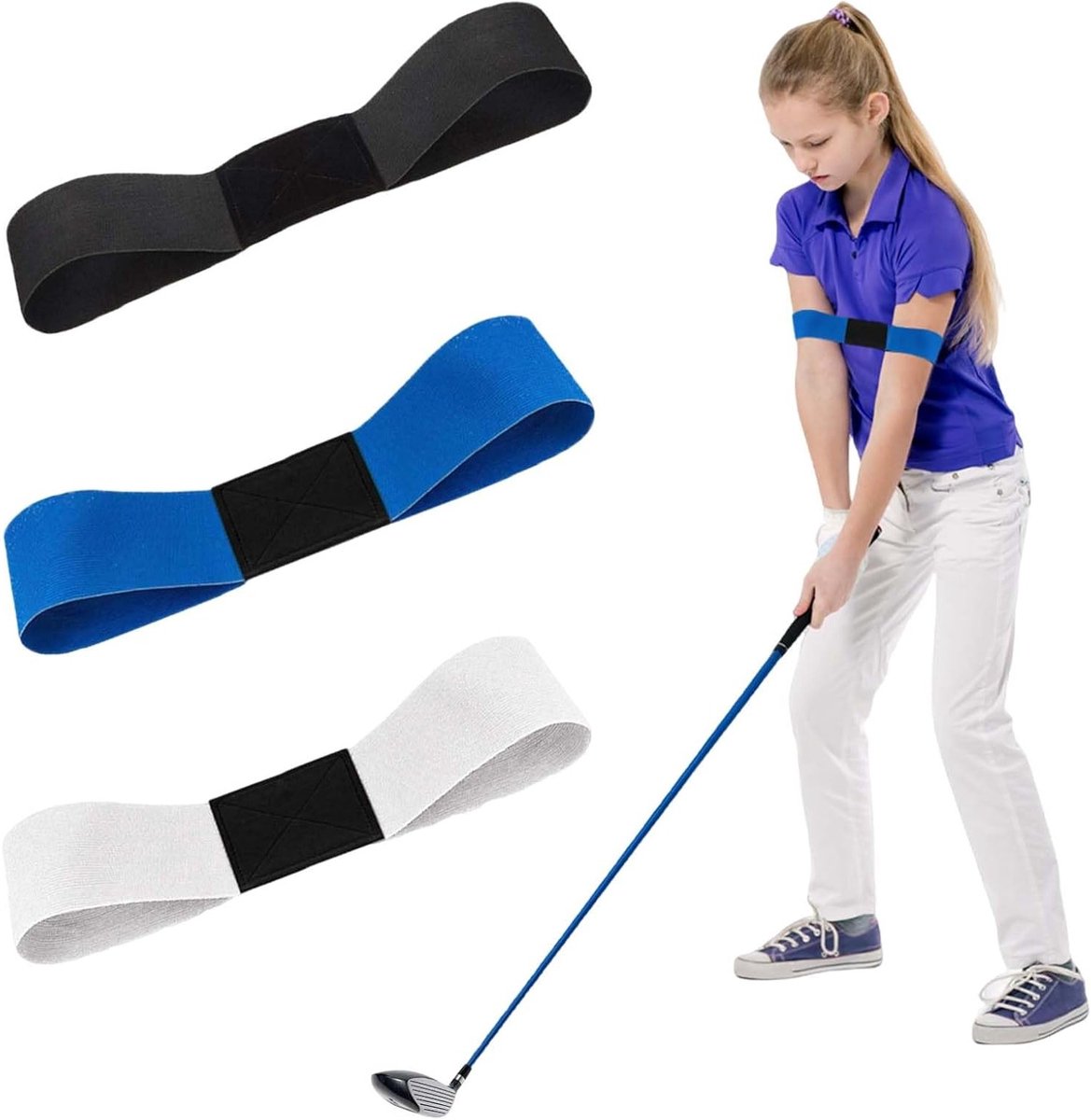 Set van 3 Golf Swing Trainingshulpmiddelen voor Beginners - Arm Loop en Correctieband voor Swingverbetering en Precisie