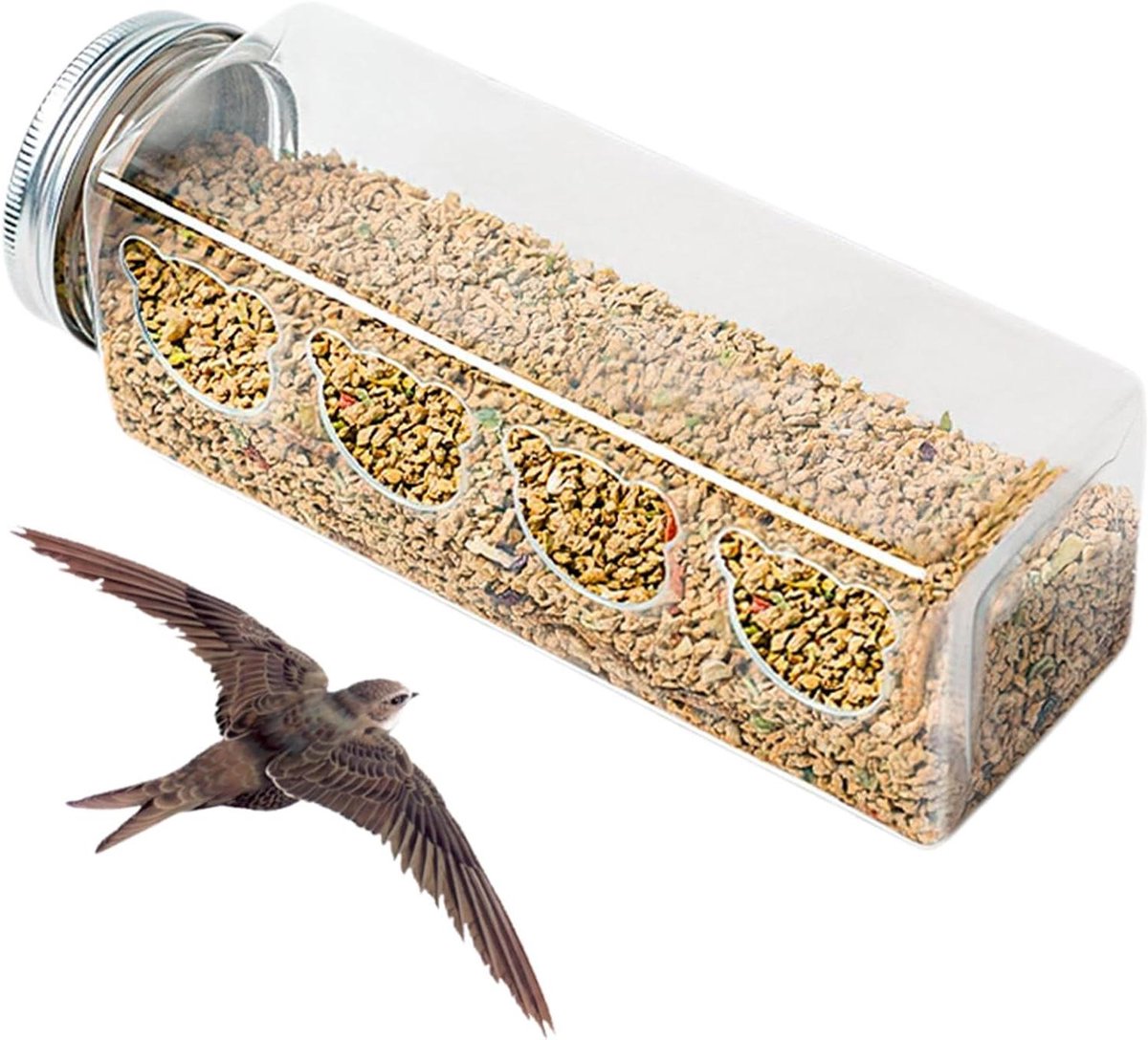 Quail Liner: Transparent Bird Feeder Dispenser, No Mess, 4 Bear Feed Connections, Bottle Shape Chicken Feeder Dispenser, Feeder Mounted