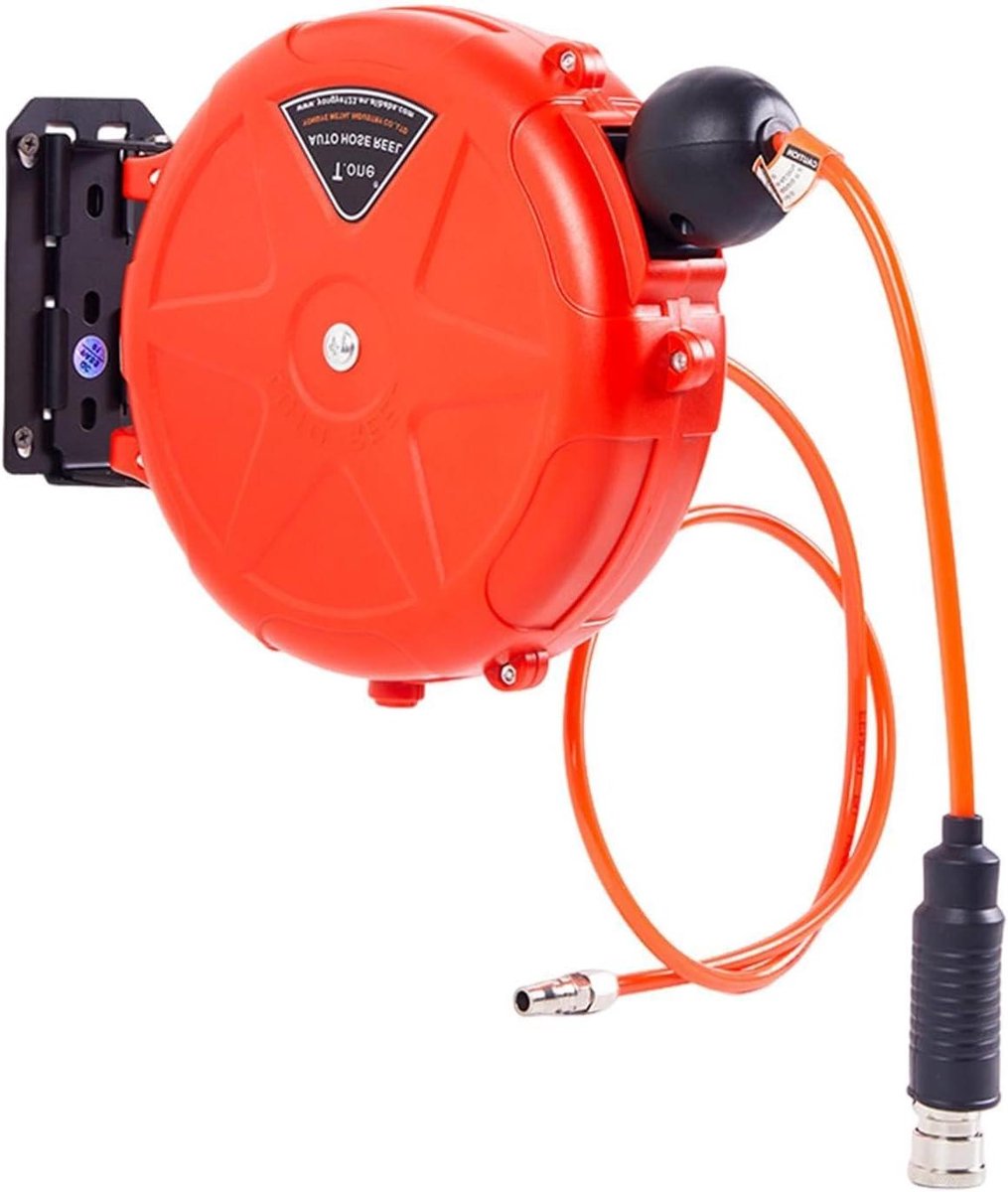 Luchtslanghaspel - Automatische oproller - Werkplaats organiseren - Zware wandmontage - 10 meter - Rood