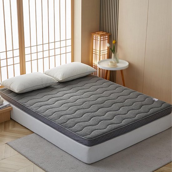 Japanse Futon Matras - Tatami Mat Vloermat - Ruimte Besparen - Dubbele Laag Rand - 100x200 cm - Grijs — afbeelding 5