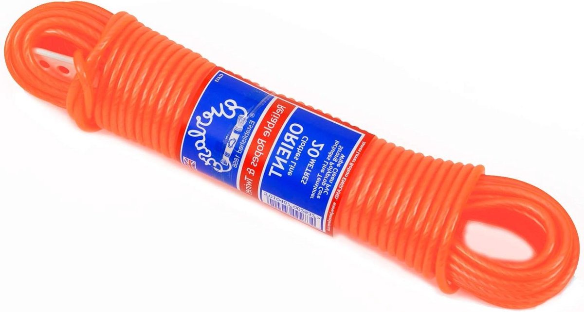 Kledinglijn - Waslijn - Buiten Drogen - Verstevigd PVC - 15 meter - Oranje