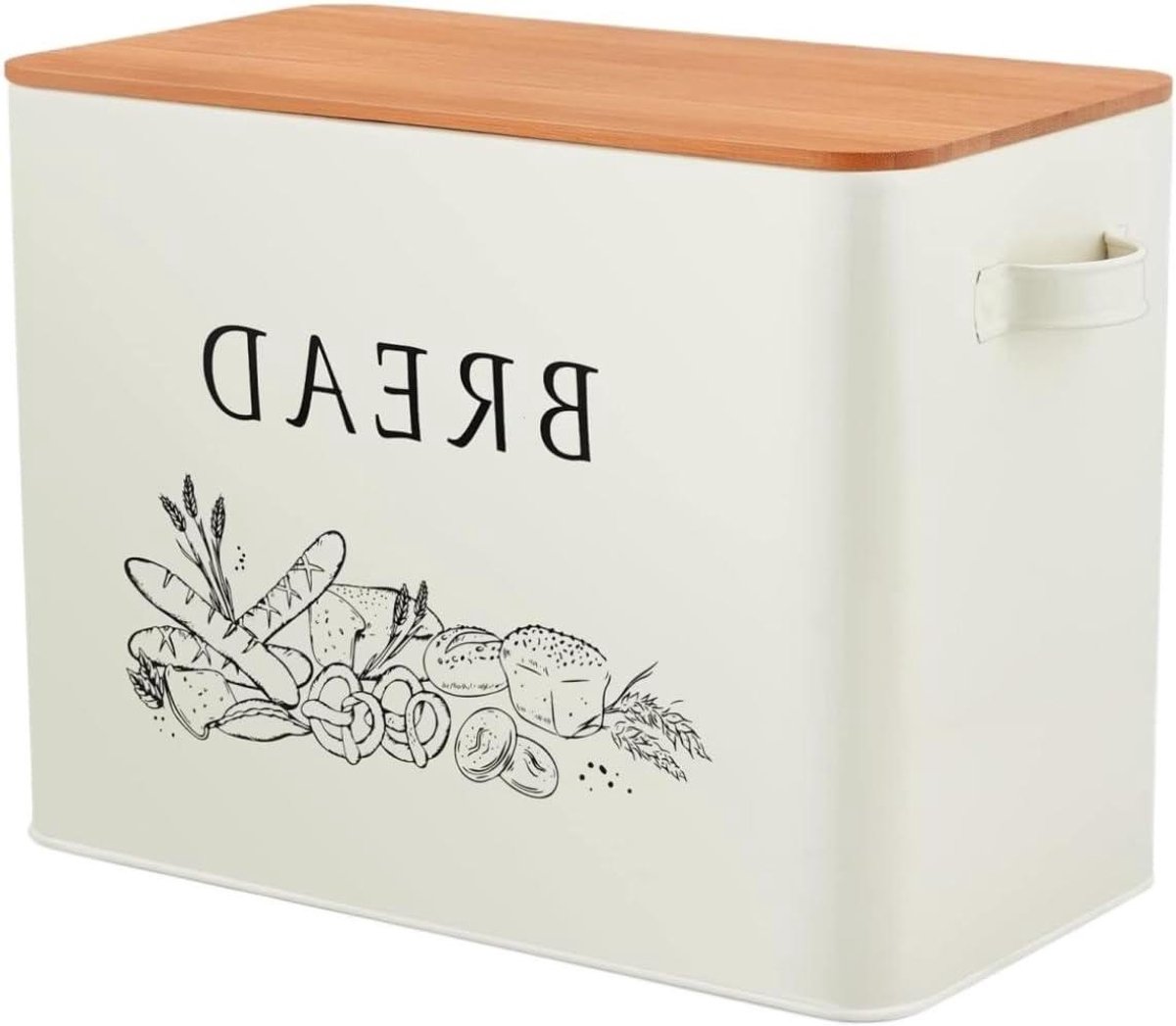 Broodtrommel Keuken Opslag - Brood Doos - Brood Vers Houden - Met Houten Snijplank Deksel - 33x179x245 cm - Beige