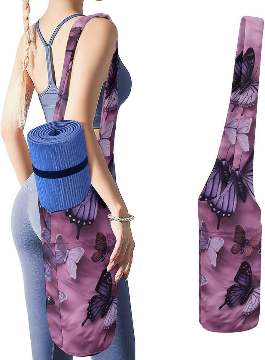 Yoga Mat Tas - Draagtas Yogamat - Sporten en Fitness - Groot Zijvak - 50x40x18cm - Paars