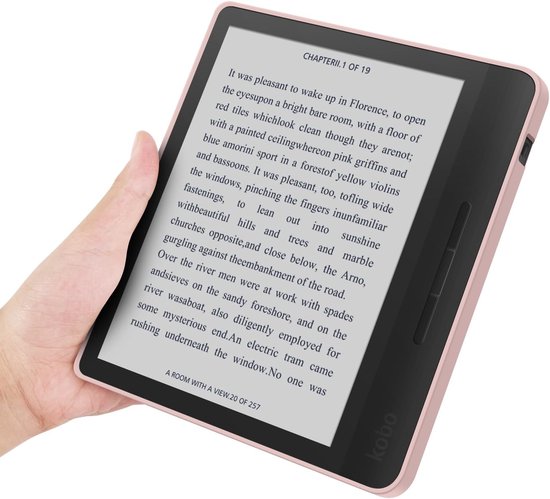 Beschermhoes Kobo Libra - E-reader Cover - Lezen Beschermen - Afneembare Cover - 7 inch - Roze — afbeelding 4