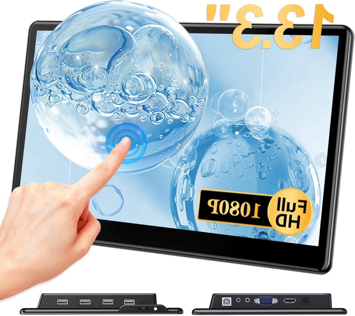 Draagbare Monitor - Touchscreen Display - Extra Scherm - 10-punts Touch - 133 Inch - Blauw