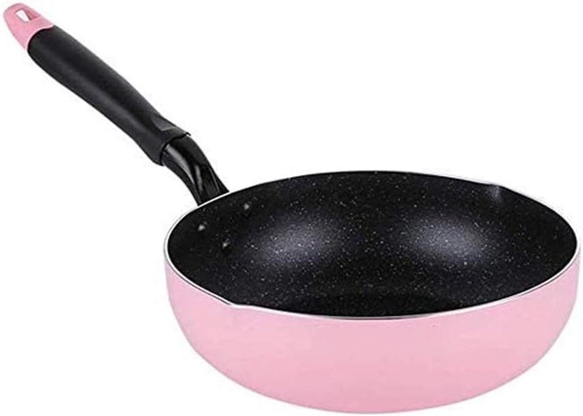 Roze steelpan - Koekenpan wok - Koken - Antiaanbaklaag - 26 cm - Roze