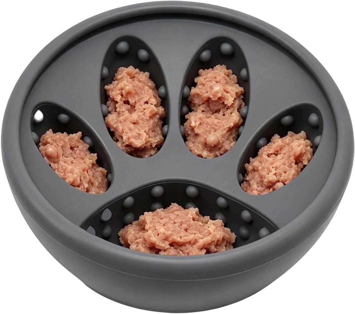 Honden Likbak - Interactieve Voerbak - Honden Vermaken - Anti-Kiep Ontwerp - 12 cm - Grijs