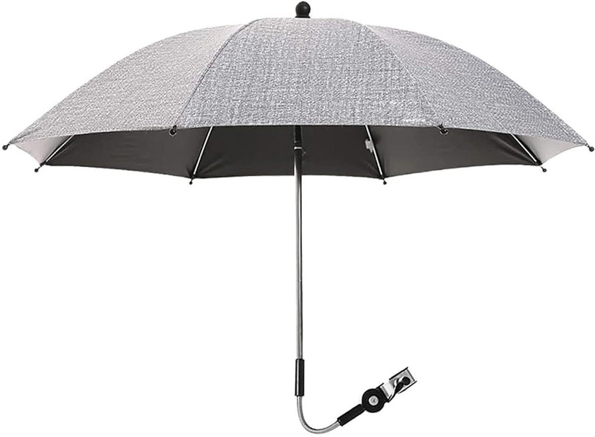 Kinderwagen Paraplu - Parasol Wandelwagen - Bescherming Tegen Zon - 360 Graden Rotatie - 75 cm - Grijs