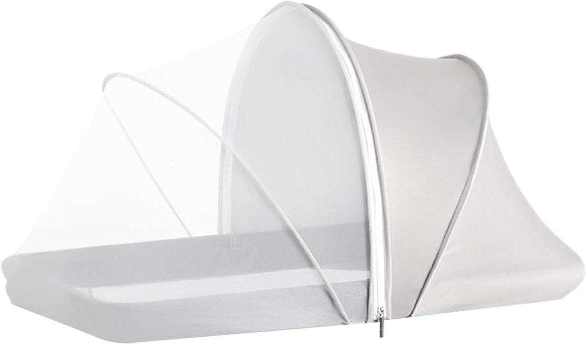 Muggennet Kinderbed - Babybescherming Net - Baby beschermen - Dubbele Ritssluiting - 100 x 55 x 42 cm - Grijs