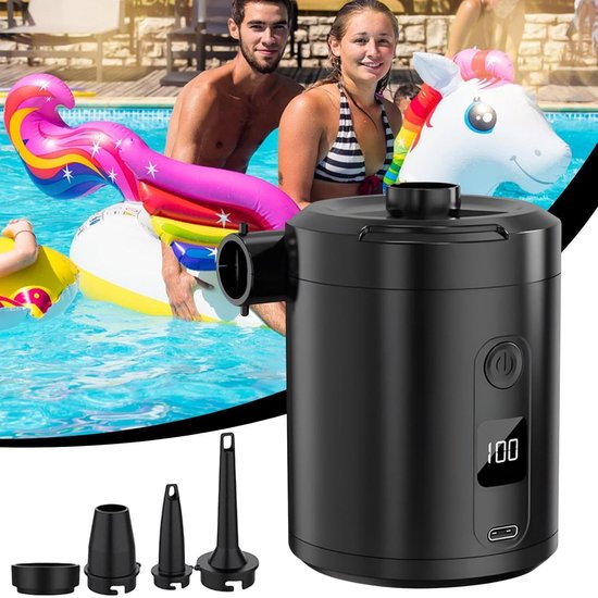 Draagbare Luchtpomp - Oplaadbare Pomp - Kamperen en Reizen - Automatisch Opblazen - USB Oplaadbaar - Zwart — afbeelding 4