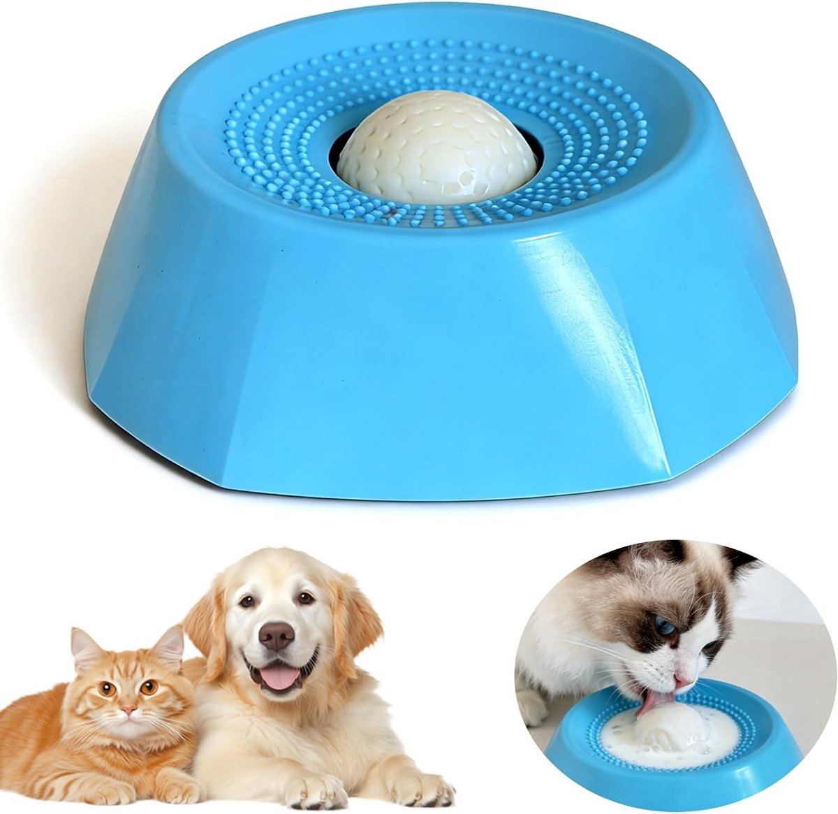 Grote Lickball met Draaiende Bal – Antislip Langzame Voederbak voor Nat Voedsel en Pasta, Geschikt voor Middelgrote en Grote Honden en Katten