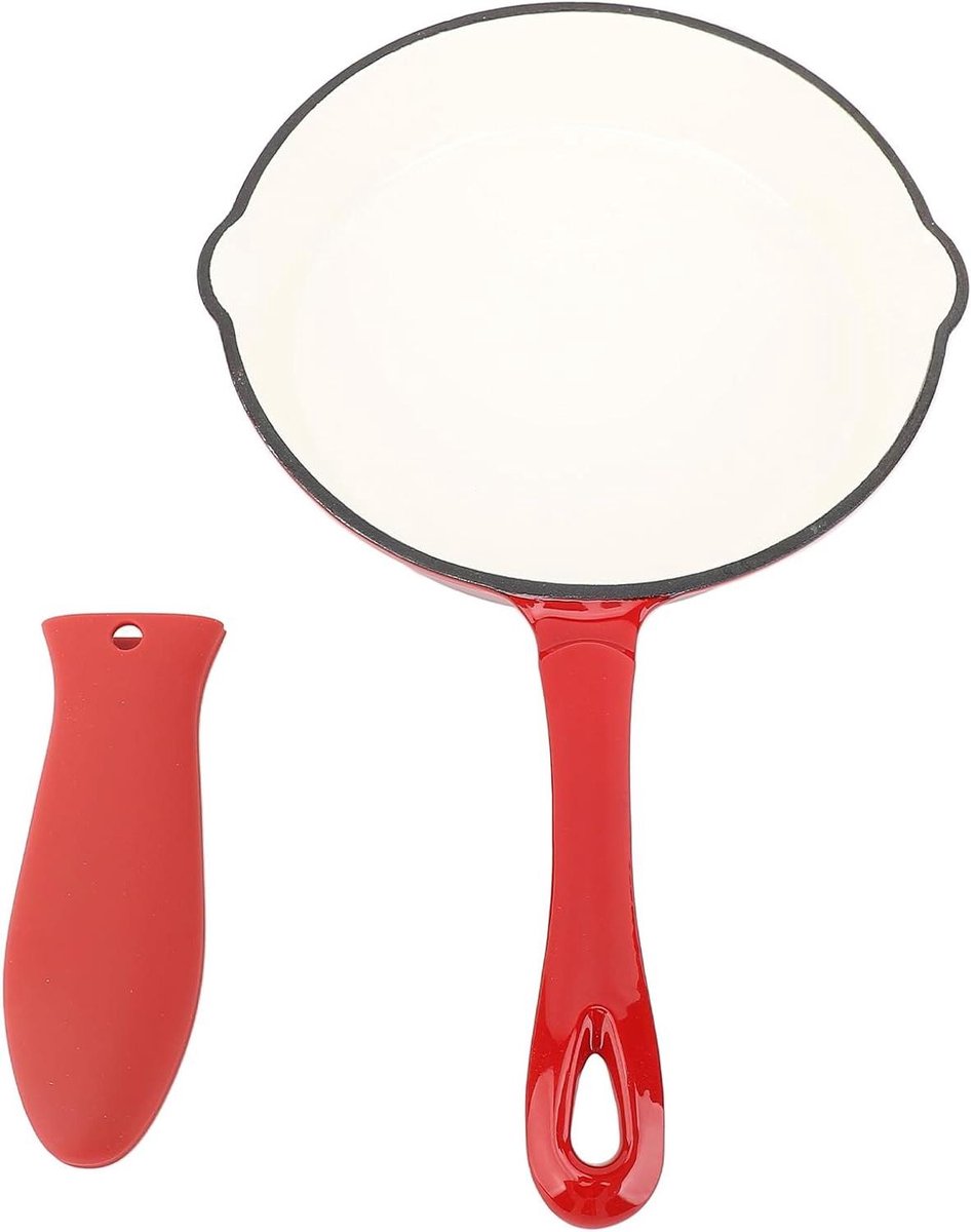 Gietijzeren Koekenpan - Keukenpan Anti-aanbak - Koken en Bakken - Geëmailleerd Gietijzer - 20 cm - Zwart