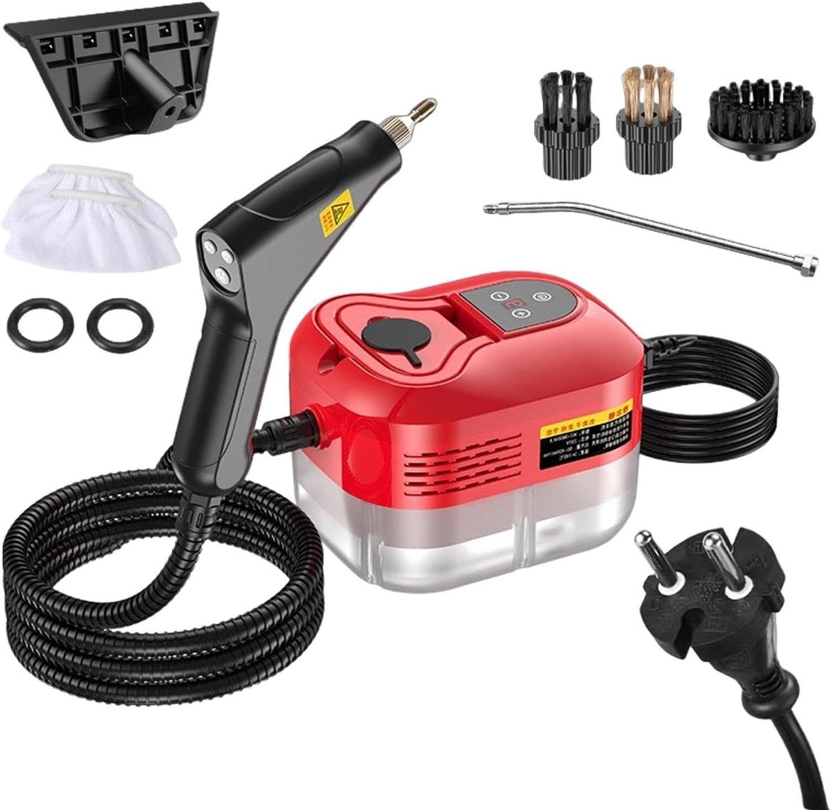 Stoomreiniger - Handheld Reiniger - Krachtig Schoonmaken - 6 standen instelbaar - 1200 ml - Rood