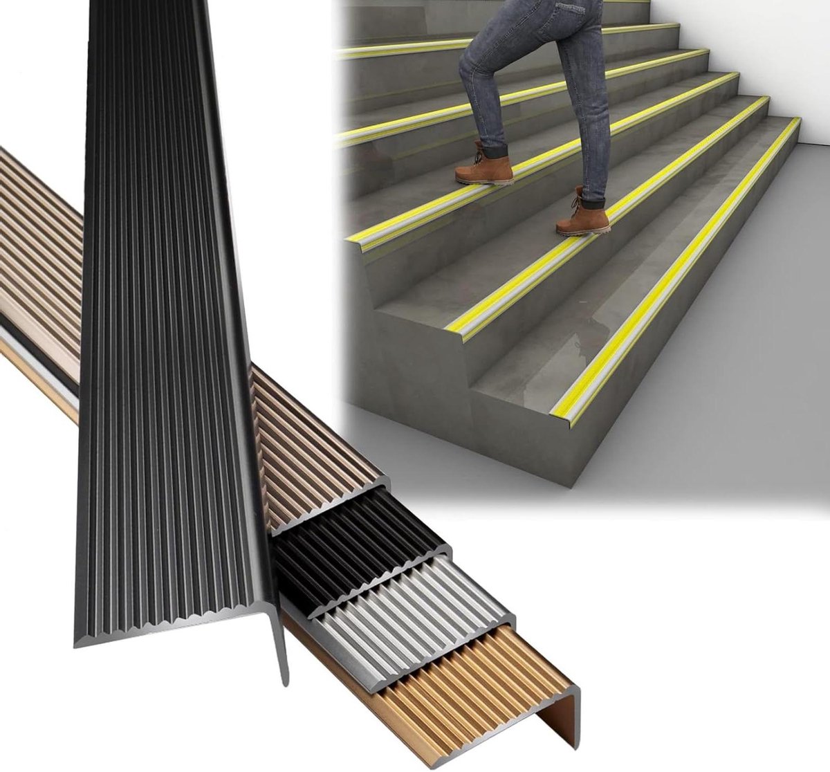 Aluminium Hoekstrips - Trapprofielen Antislip - Veilig Lopen - Duurzame Legering - 90cm Lengte - Zilver