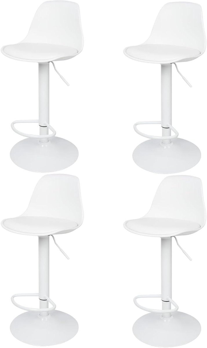 Krukken Set - Keukenstoelen - Comfortabel Zitten - Verstelbare Hoogte - 4 Stuks - Wit