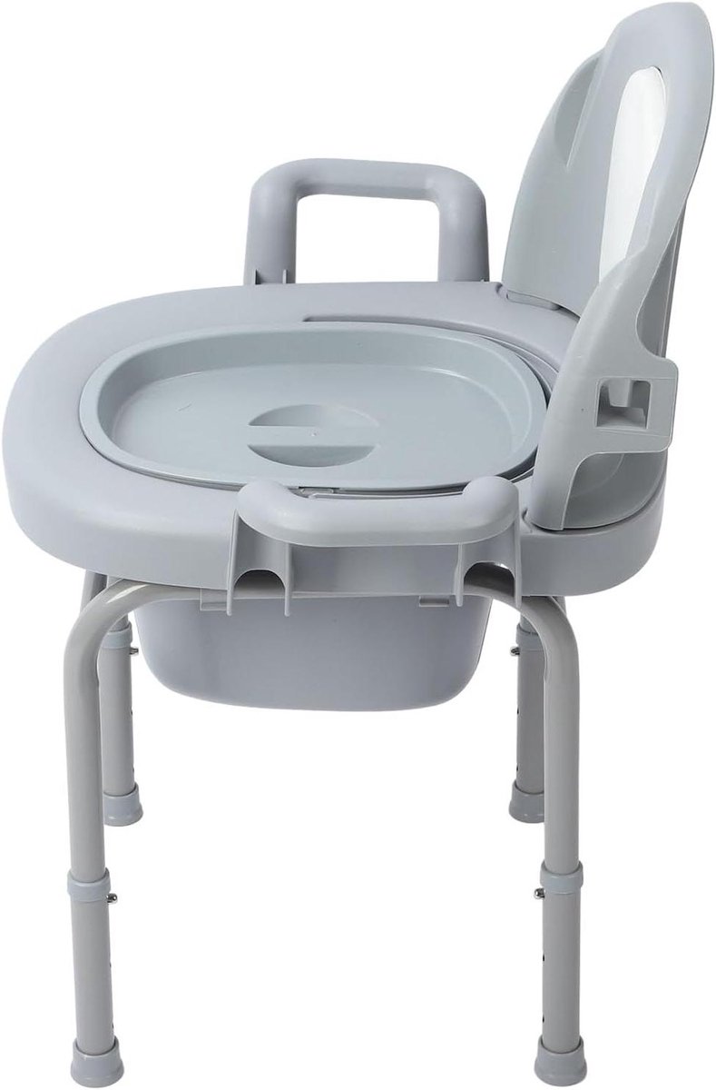Nachtkastje Toiletstoel - Draagbaar Toilet - Thuiszorg Hulp - Verstelbare Hoogtes - 36-42 cm Hoogte - Grijs
