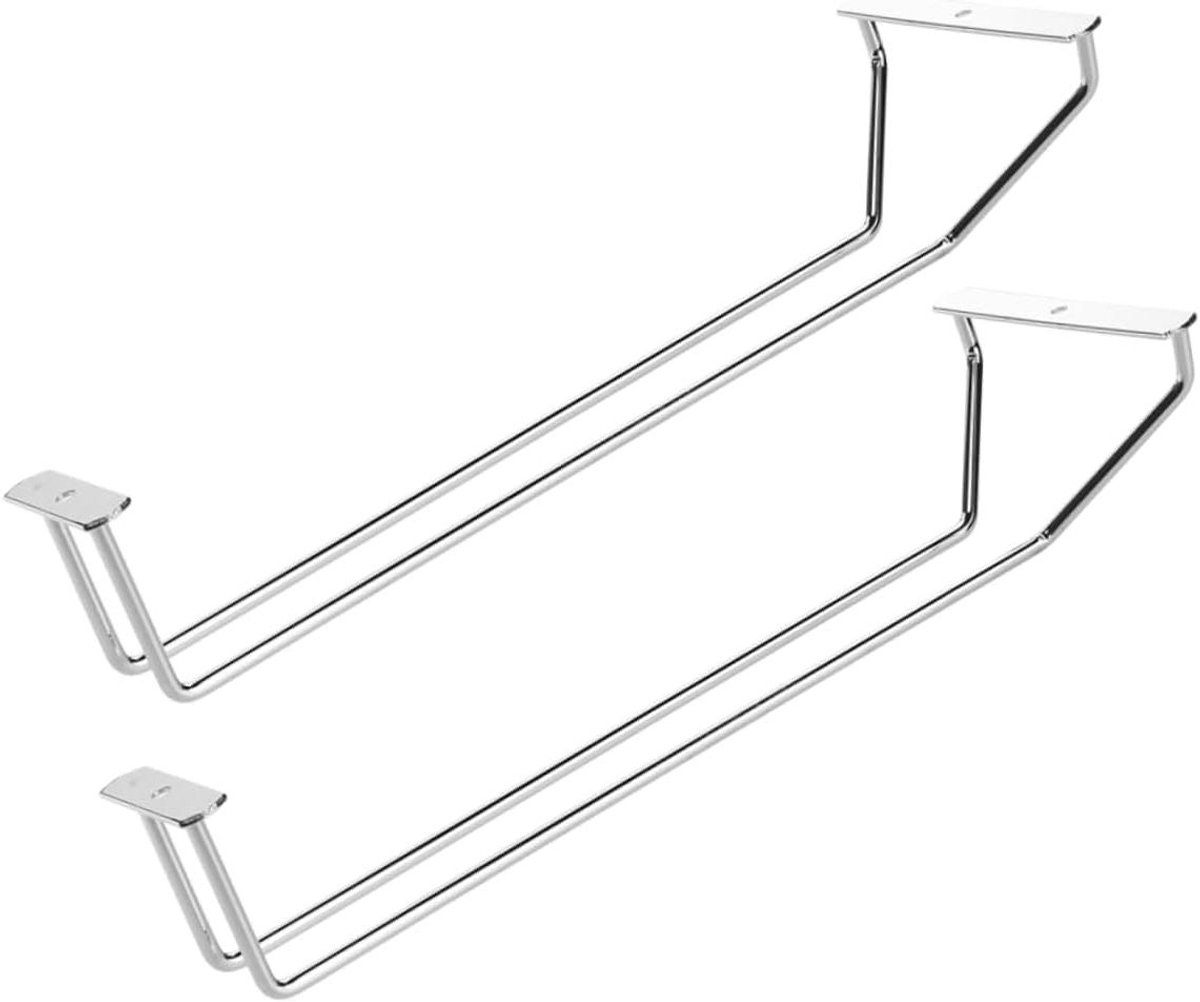 Wijnglas Houder - Keuken Organizer - Ruimte Besparen - Onder Kast Montage - 2 Stuks - Zilver