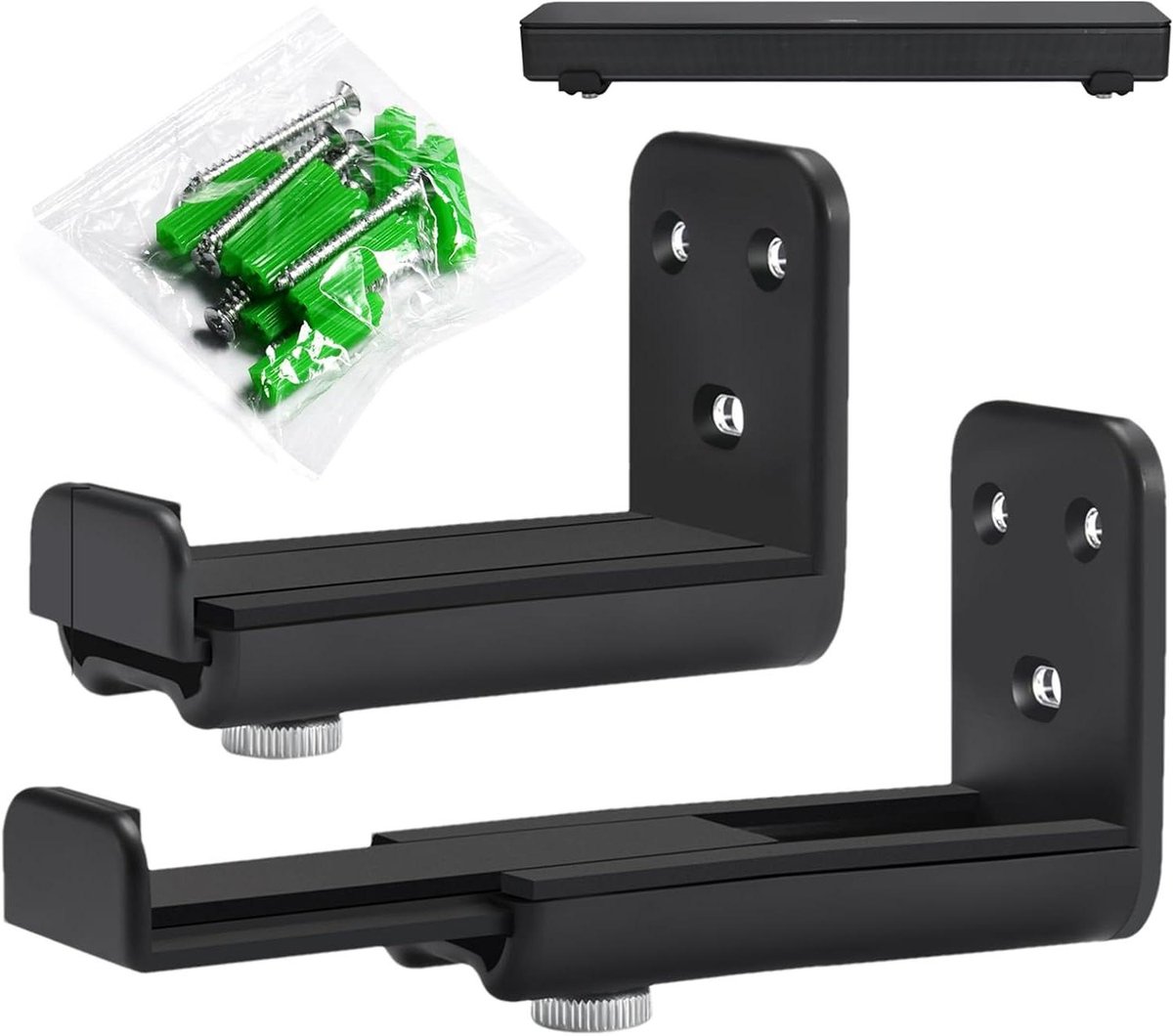 Soundbar Bevestiging - Zwevend Wandrek - Audio Verbetering - Verstelbare Diepte - 9-13.7 cm - Zwart