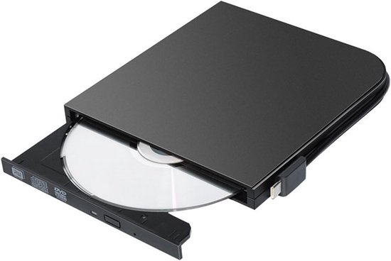 Externe CD/DVD-schrijver - Optisch station - Bestanden Archiveren - Dubbele Kabel - 14.2 cm breed - Zwart — afbeelding 3