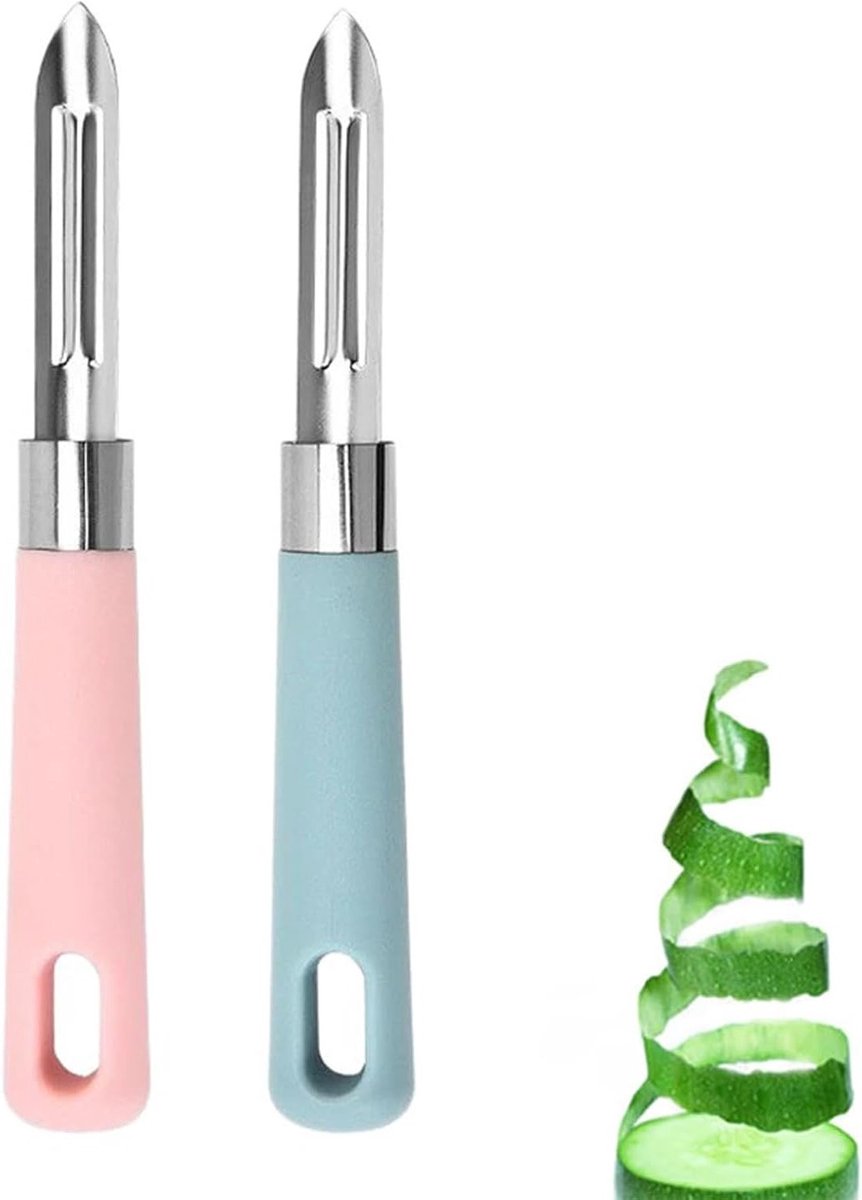 Set van 2 scherpe dunschillers voor groente en fruit, roestvrij staal, ergonomisch en vaatwasmachinebestendig, ideaal voor de keuken