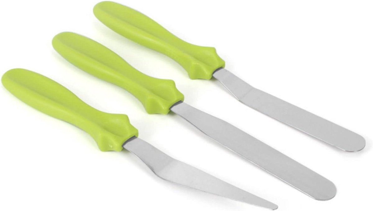 Bakspatels Set - Taart Decoratie - Creme Smeren - Voedselveilig Materiaal - 3 Stuks - Groen