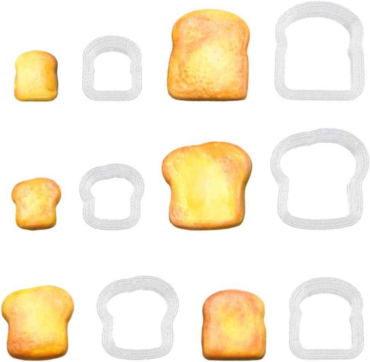 Klei Uitsteekvormen - Mini Mallen - Sieraden Maken - Leuk Toast Design - 6 Stuks - Wit