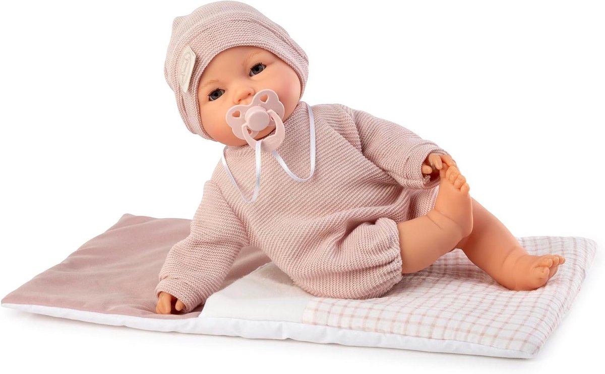Babypop met huilfunctie - Slapende pop - Spelen en knuffelen - Sluit ogen bij neerleggen - 37 cm - Meerkleurig